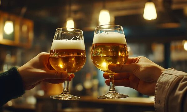 two glasses of ber with evening dinner