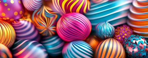 Obraz premium Playful Neon Polka Dots and Stripes Mix