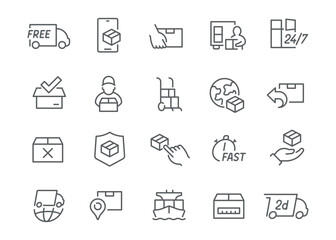 Harmonious Icon Set. Delivery, Shipment, Distribution, and Logistics. Ready to Use!