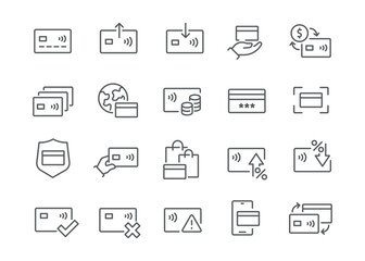 Harmonious Icon Set. Credit Card and Money Transactions. Ready to Use!
