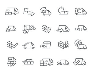 Harmonious Icon Set. Trucks and Box Transportation. Ready to Use!