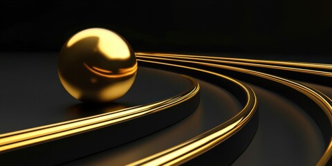Gold ball is on a black background