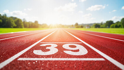 Running track with lane number 39 under sunlight