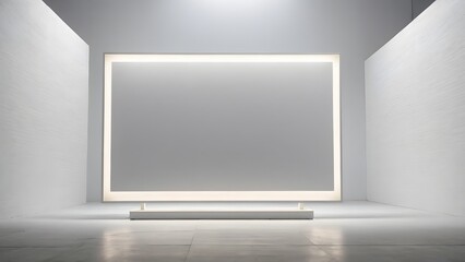 Fototapeta premium Minimalist Art Installation in a Modern Gallery With Backlighting and Empty Canvas