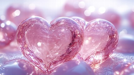 Fototapeta premium Celebrate love with stunning realistic valentine pink heart patterns in a copy space setting for creative projects