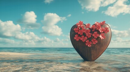 Fototapeta premium Romantic valentine getaway for couples digital art creation serene escape aesthetic viewpoint love-inspired concept