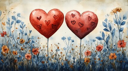 Valentine's day watercolor art showcase romantic theme creative space for text serene environment artistic viewpoint