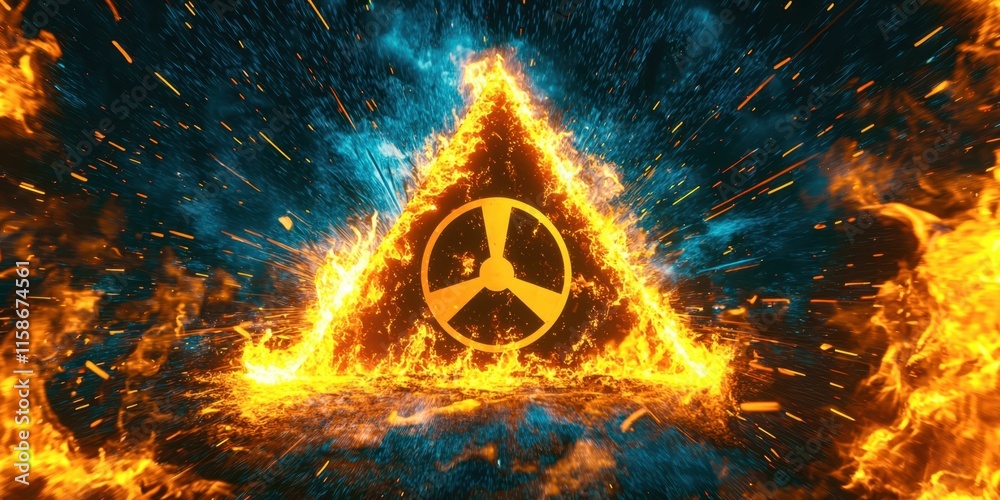 Fototapete triangle with a red symbol in the middle