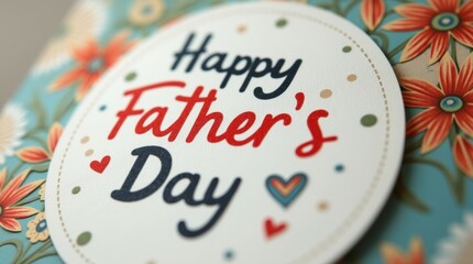 A close-up image of a Father's Day card featuring a heartfelt message and decorative elements, highlighting the personal touch and sentiment behind celebrating fathers on their special day.