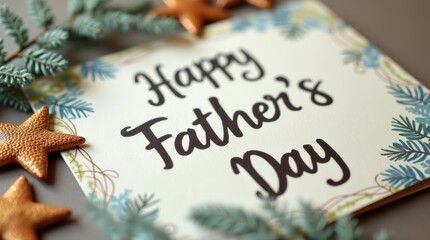 A close-up image of a Father's Day card featuring a heartfelt message and decorative elements, highlighting the personal touch and sentiment behind celebrating fathers on their special day.