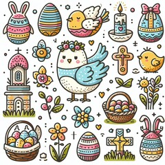 Fototapeta premium Spring's cheerful Easter decor. Generative AI
