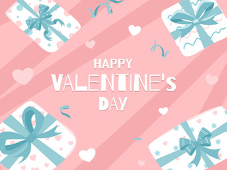 Happy valentines day background. Valentine's Day celebration. Cartoon Vector illustration Template for Poster, Banner, Post, Flyer, Greeting, Card, Cover. Valentine's day design.