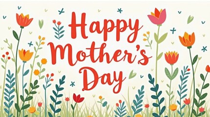 A vibrant Happy Mother’s Day card featuring playful colors and whimsical illustrations, capturing the joy and love associated with celebrating mothers on their special day.