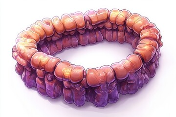 Colorful Coiled Intestines in Cartoon Style