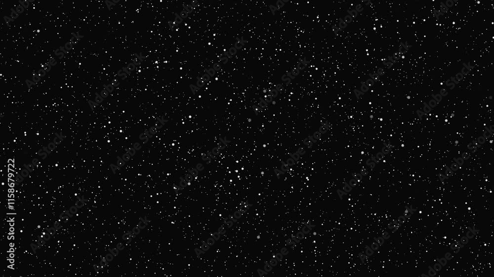 Poster Black and white galaxy universal time travel animation particles getting closer, abstract background visual