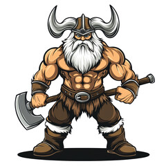 Powerful Viking warrior cartoon.