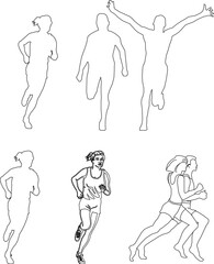 vector sketch illustration silhouette design of running athletic athlete.eps