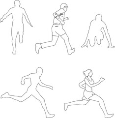 vector sketch illustration silhouette design of running athletic athlete.eps