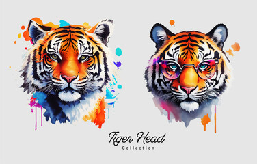 Colorful tiger pop art , animal style vector illustration