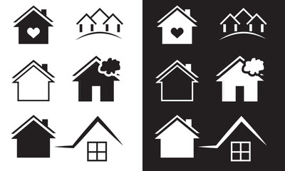 House symbol. House set icon. Home flat icon set vector.
