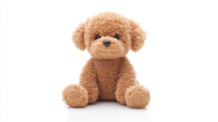 Obraz premium Adorable Fluffy Toy Poodle Close-Up Photo: Soft, Plush Puppy Mockup on Bright Background. AI Generated