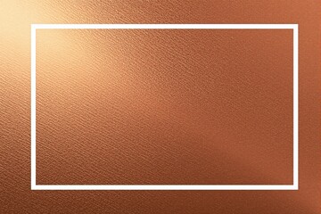 Fototapeta premium Metallic copper textured background featuring a simple white rectangular frame, ideal for mockup, design, and empty space concepts. Ai generative