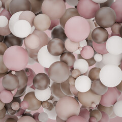 Abstract textured spheres background: skin cosmetics color scheme. Differently sized and shaded spheres hovering.