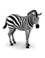 Obraz premium Striped Zebra Standing White Background Simple 3D Render