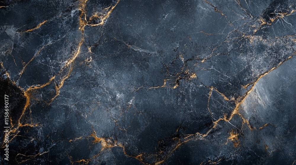 Poster dark marble texture with golden veins creating luxurious background
