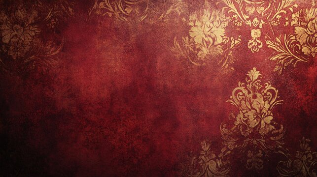 Elegant red and gold damask background creating luxurious atmosphere