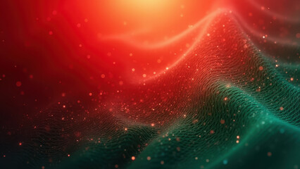 Red & Green Abstract Glittering Wave Background - Abstract backgrounds