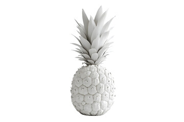 Obraz premium Monochromatic White Pineapple Render Isolated On A White Background, PNG Transparent