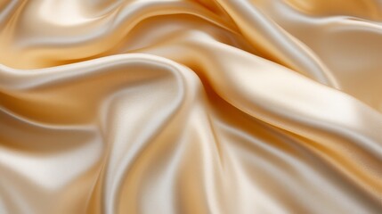 Obraz premium A smooth, luxurious fabric in golden hues, showcasing gentle folds and a soft, shiny texture.