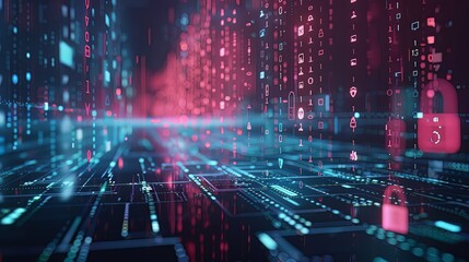 Obraz premium Futuristic Cybersecurity Network: Data Protection in the Digital Age