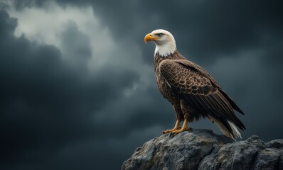 Majestic eagle perched on rock