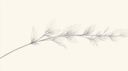 Obraz premium Delicate grayscale sprig with translucent leaves on a light background.