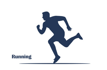 Vector silhouette illustration depicting an active man running energetically