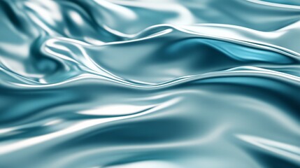 Fototapeta premium A close-up of smooth, shimmering teal fabric, showcasing its elegant folds and reflections, creating an inviting and luxurious texture.