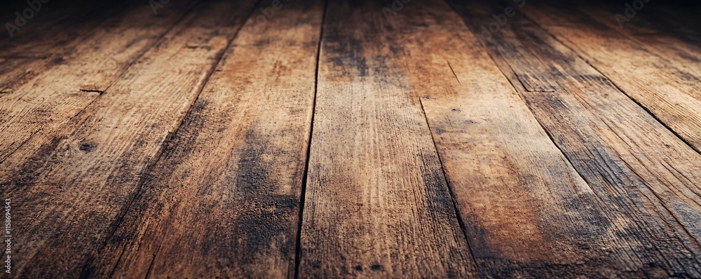 Aufkleber Wooden planks creating a textured surface with light and shadow effects