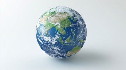 Fototapeta premium 3D Planet Earth Globe Featuring Europe and Asia Isolated on a White Background