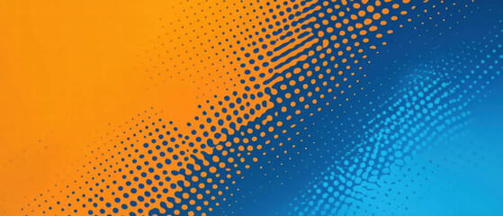 Vibrant orange and blue gradient halftone background for creative designs