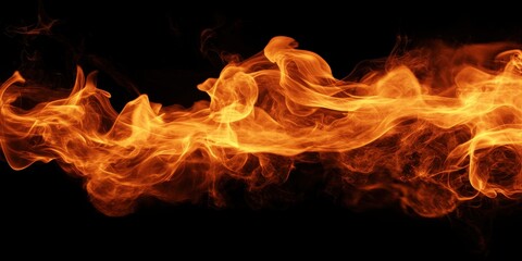 Fototapeta premium Abstract Swirling Orange Flames on Black Background
