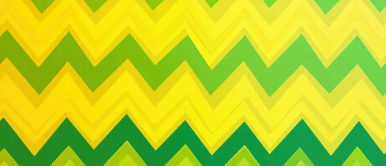 Vibrant yellow and green zigzag stripes create a playful and energetic background