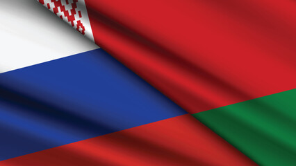 High Quality background with Two Flags of Russia and Belarus