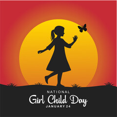 National Girl Child Day greeting card and social media template. Vector concept