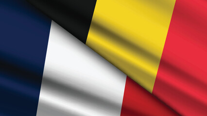 Fototapeta premium High Quality background with Two Flags of Belgium and France