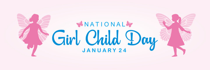 National girl child day banner concept. Vector illustration.