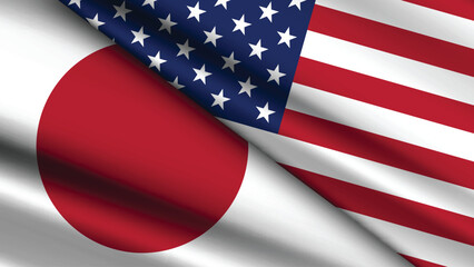 Fototapeta premium High Quality background with Two Flags of USA and Japan 