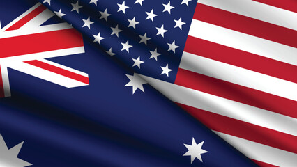 High Quality background with Two Flags of USA and Australia  