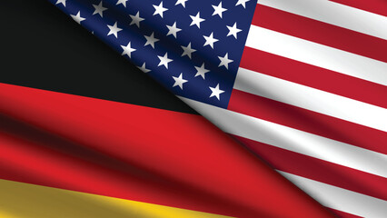 High Quality background with Two Flags of USA and Germany  